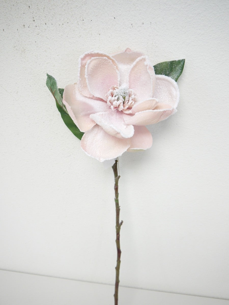 SS109276 PINK 29" MAGNOLIA STEM WITH SNOW