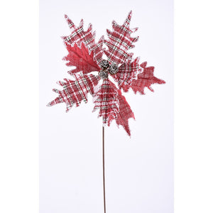 D133183 22" X 13" PLAID POINSETTIA STEM