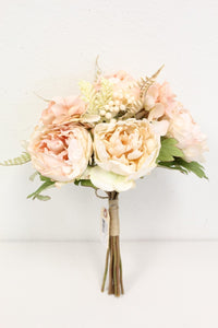 SS192070 SF/PCH  14" PEONY/HYD BOUQUET SOFT PEACH