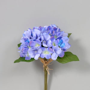 AS28884BLU SATIN HYDRANGEA BUNDLE/RAFFIA X 5 BLUE