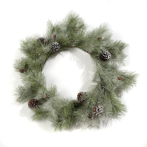M411067 24" FROSTED MIXED PINE WREATH