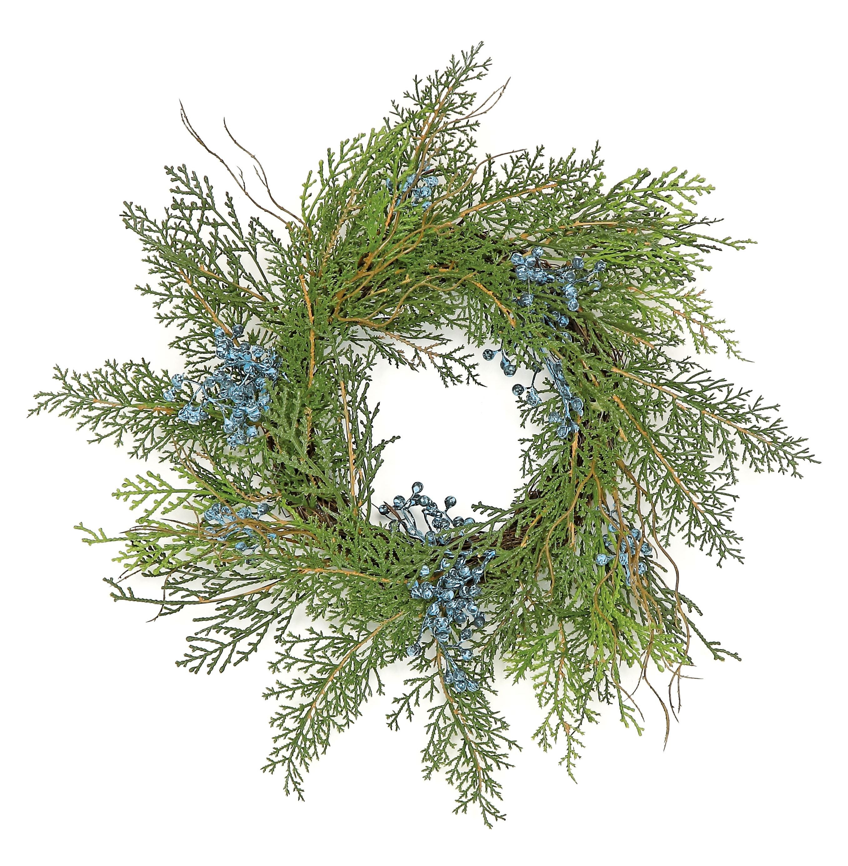 JXD658-GB CEDAR & BERRY TABLE WREATH 6" GREEN/BLUE