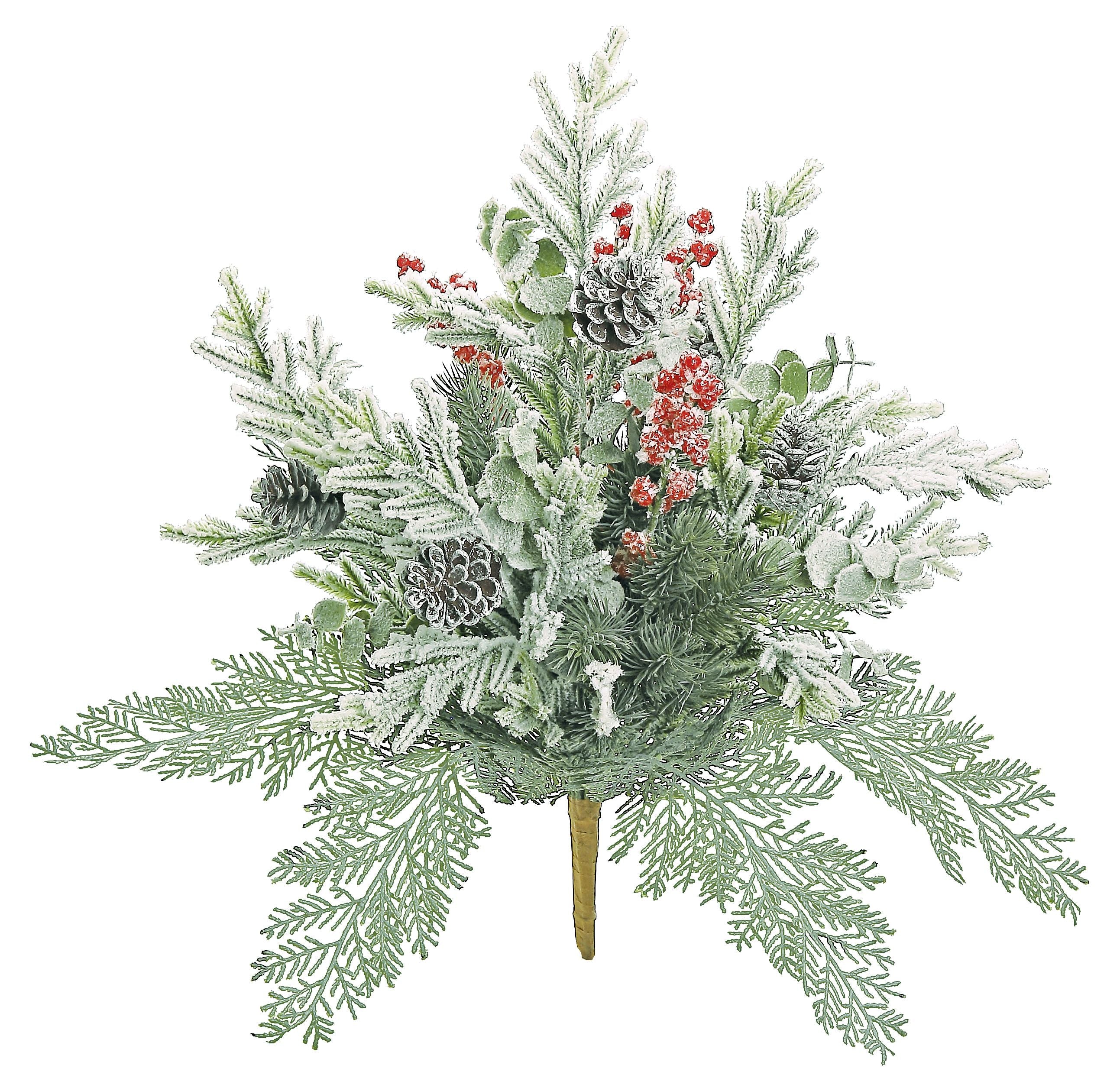 JXP1994 PINECONE, BERRIES, PINE BUNDLE W/SNOW 21" GREEN/WHITE