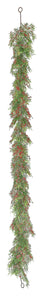 JCP2182-GR CYPRESS GARLAND W/TINY RED BERRIES 6' GREEN/RED