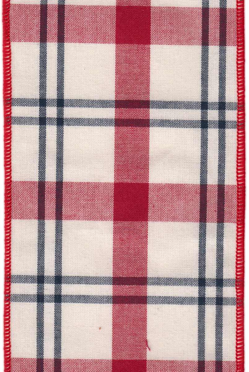 DS09-2265 COTTON PLAID BLK/IVORY/RED 4" 10YDS