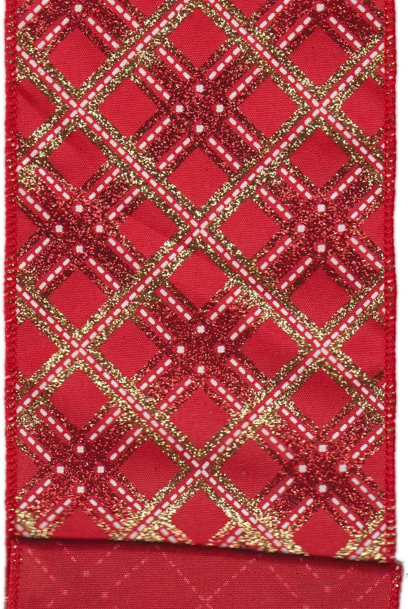 DS09-2390 SATIN PLAID RED 4" 10YDS