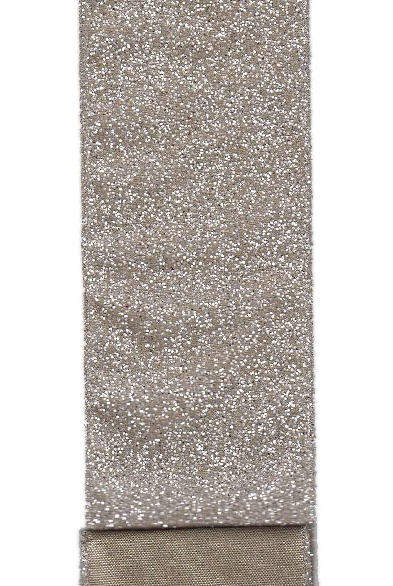 DS15-7099 SATIN GLITTER TAUPE 2.5" 10YDS