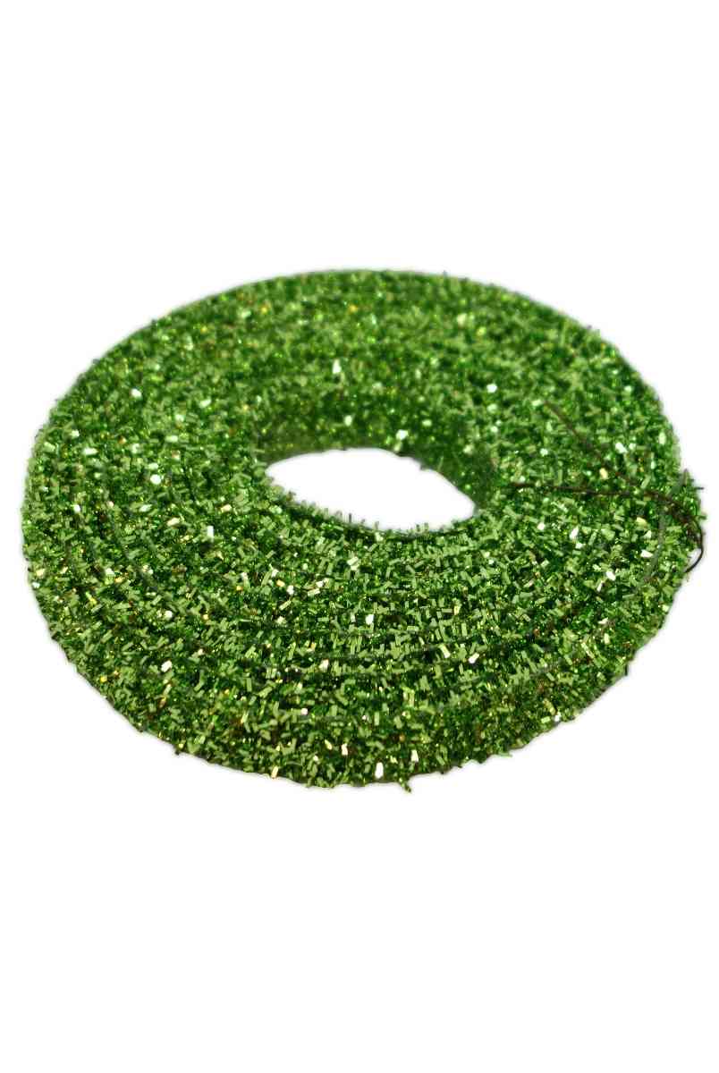 DS28-1366 TINSEL GARLAND - BRIGHT GREEN 1" 3YDS