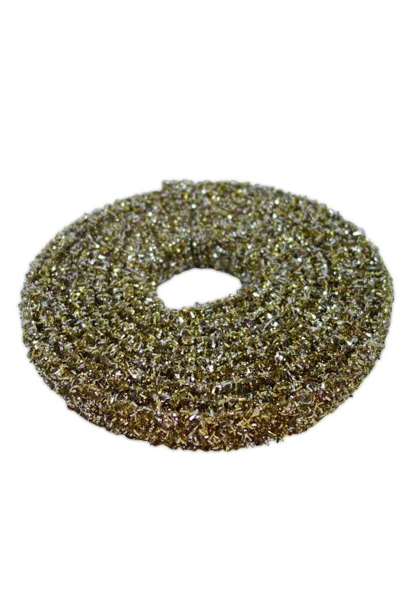 DS28-1367 TINSEL GARLAND GOLD/SILVER 1" 3YDS