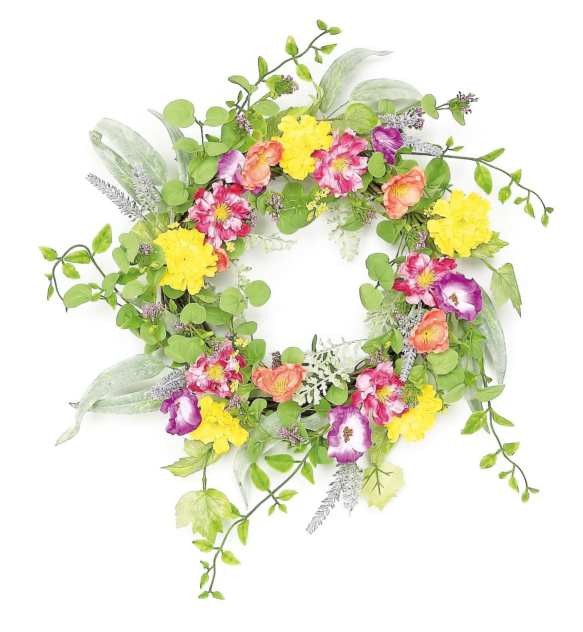 JPM2385-MULT MIXED WILDFLOWER WREATH 24" MULTI