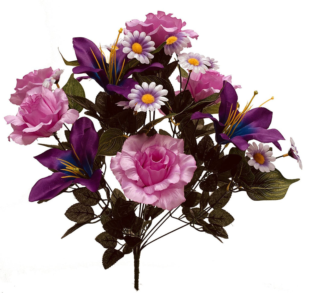 G43686PUR ROSE/LILY/DAISY BUSH X18 21 PURPLE